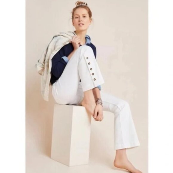 Pilcro and Letterpress (Anthropologie)  white high-rise bootcut jeans, size 31 - Picture 1 of 16